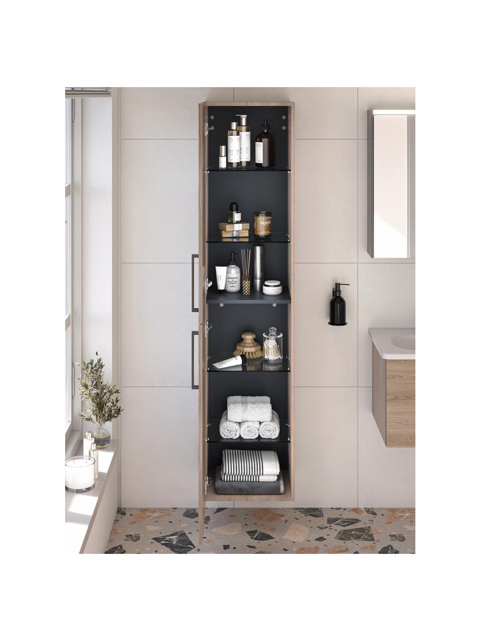 Armadietto bagno Orna, Maniglie: metallo rivestito, Legno, Larg. 42 x Alt. 180 cm