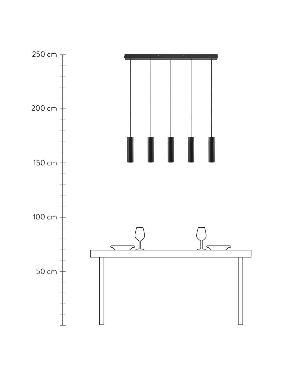 Grosse Pendelleuchte Tilo in Schwarz mit Holzdekor, Lampenschirm: Metall, beschichtet, Dekor: Holz, Baldachin: Metall, beschichtet, Schwarz, B 81 x H 25 cm