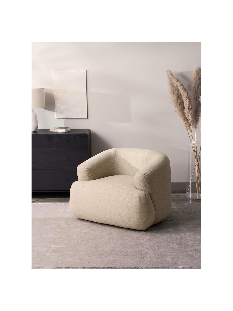 Fauteuil Sofia, Tissu beige, larg. 96 x prof. 82 cm