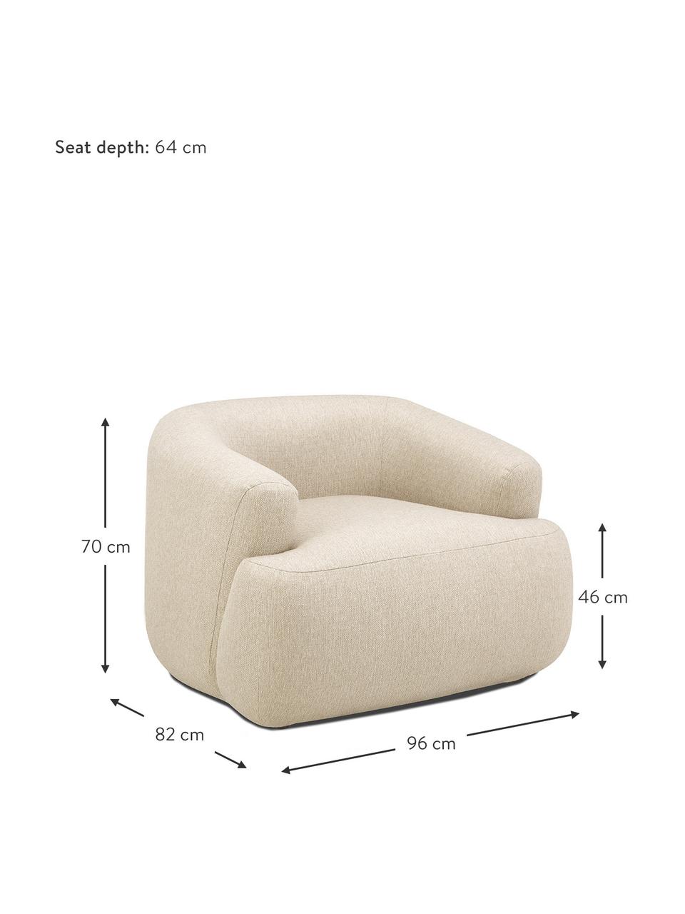 Fauteuil Sofia, Bekleding: 100% polypropyleen. Met 2, Frame: massief grenenhout, spaan, Poten: kunststof, Geweven stof beige, B 96 x D 82 cm