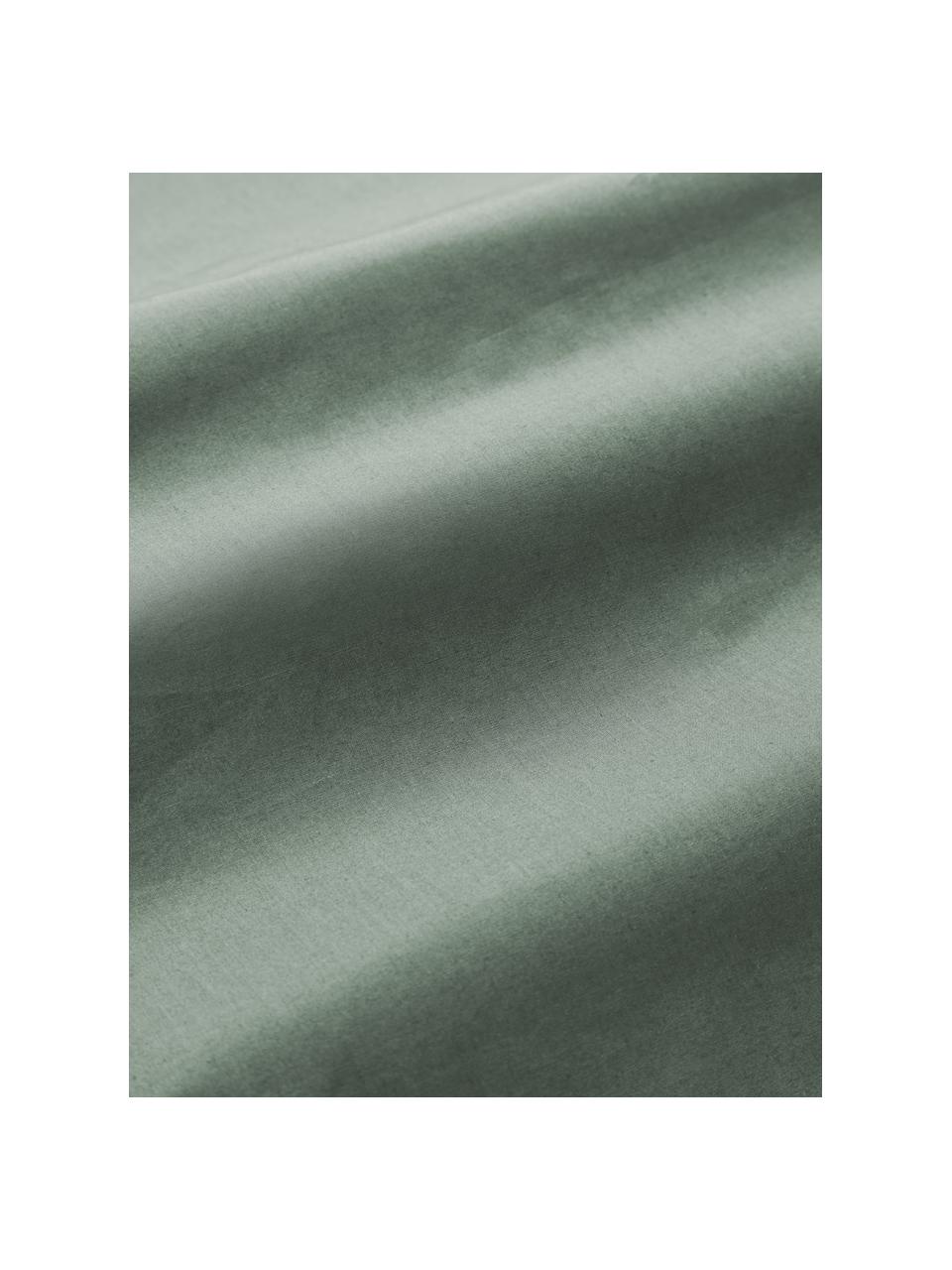 Drap plat en percale de coton Elsie, Vert foncé, larg. 240 x long. 280 cm