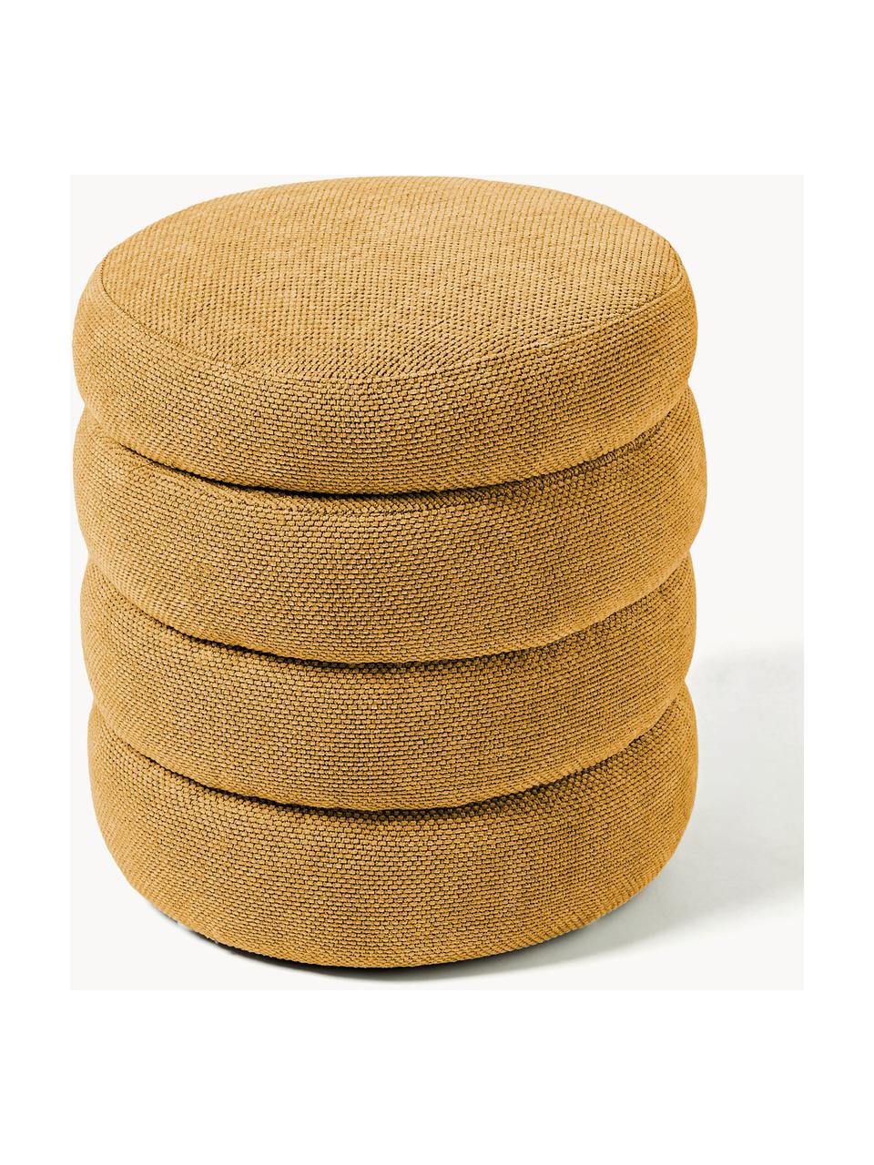 Pouf avec rangement Alto, Tissu ocre, Ø 44 x haut. 48 cm