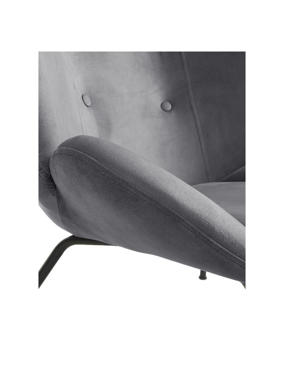 Sedia a poltrona moderna in velluto Vernen, Velluto, metallo, Velluto grigio scuro, Larg. 90 x Prof. 82 cm