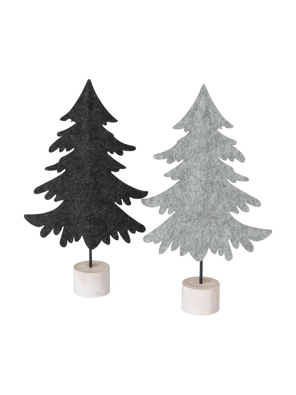 Sapin de Noël décoratif en feutre Bento, 2 élém., Multicolore, larg. 17 x haut. 30 cm