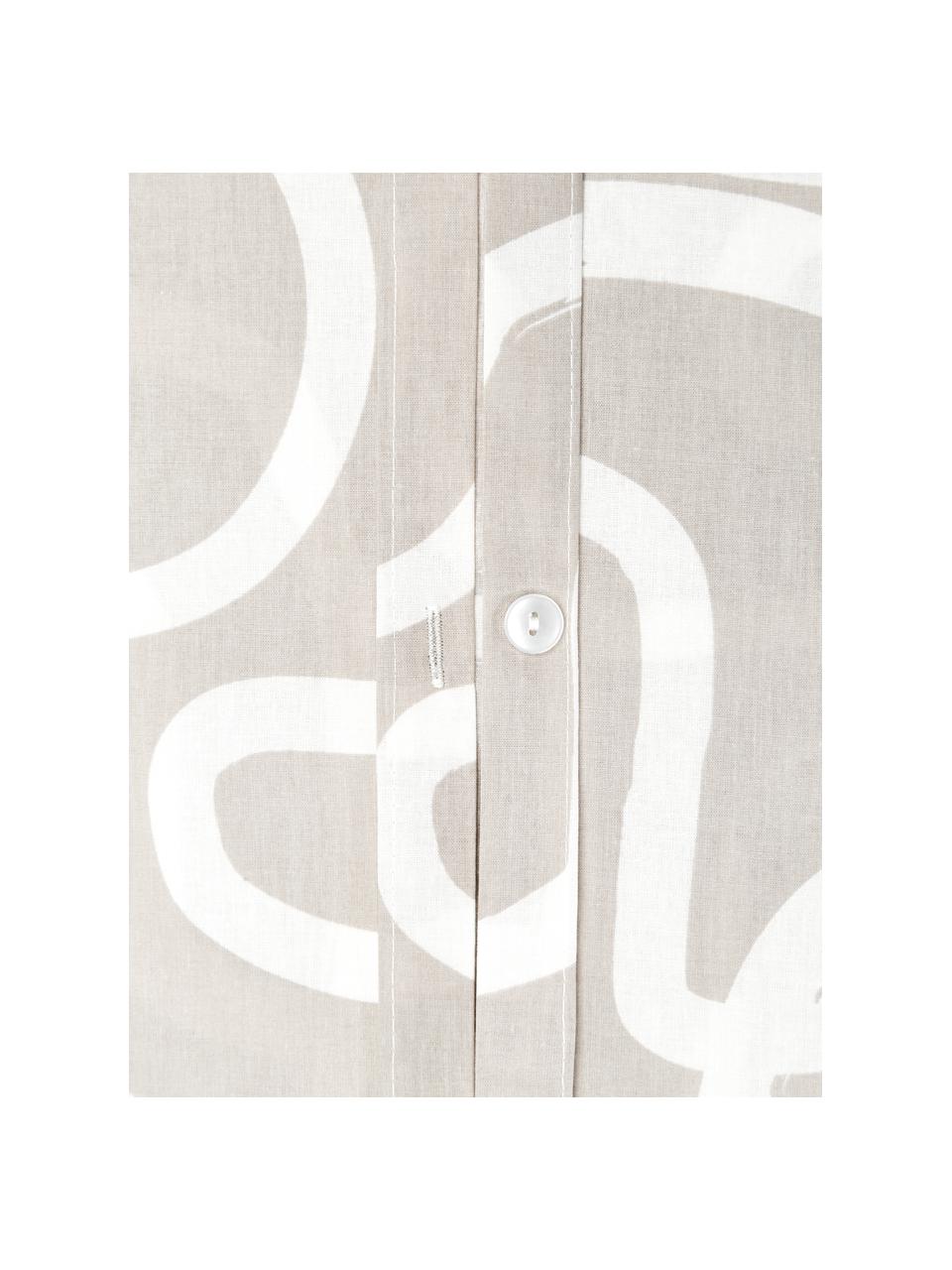 Funda nórdica de algodón de percal ecológico Malu, Beige, blanco, An 155 x L 220 cm