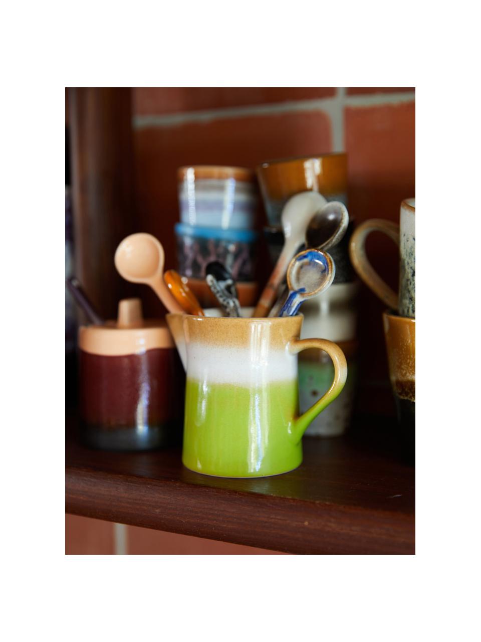 Kanvička na mlieko a cukornička 70's, 2 diely, Keramika, Viacfarebná, V 180 cm