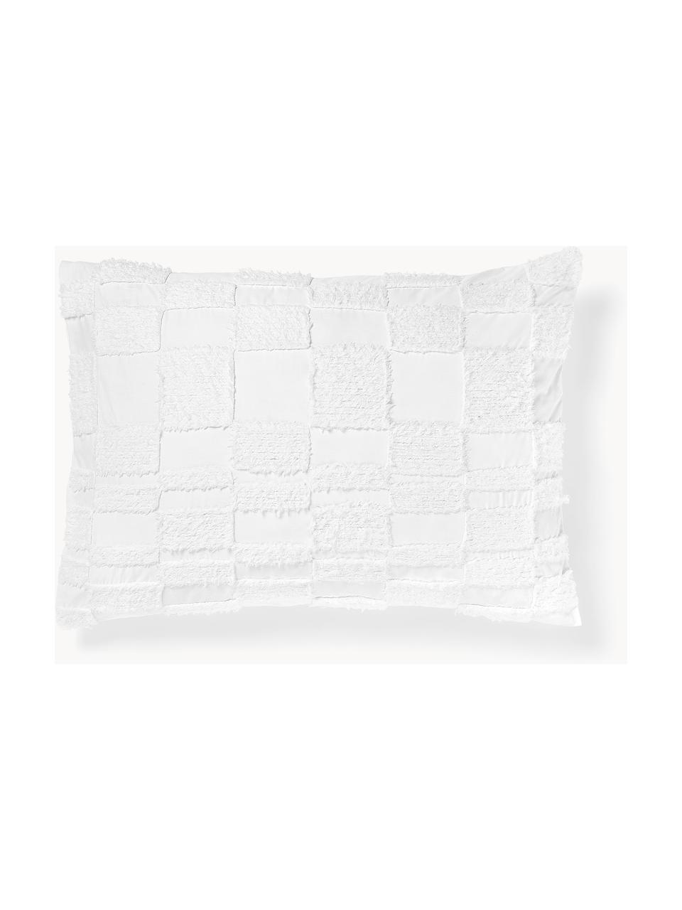 Funda de almohada de percal con tejido capitoné Scout, Blanco, An 45 x L 110 cm