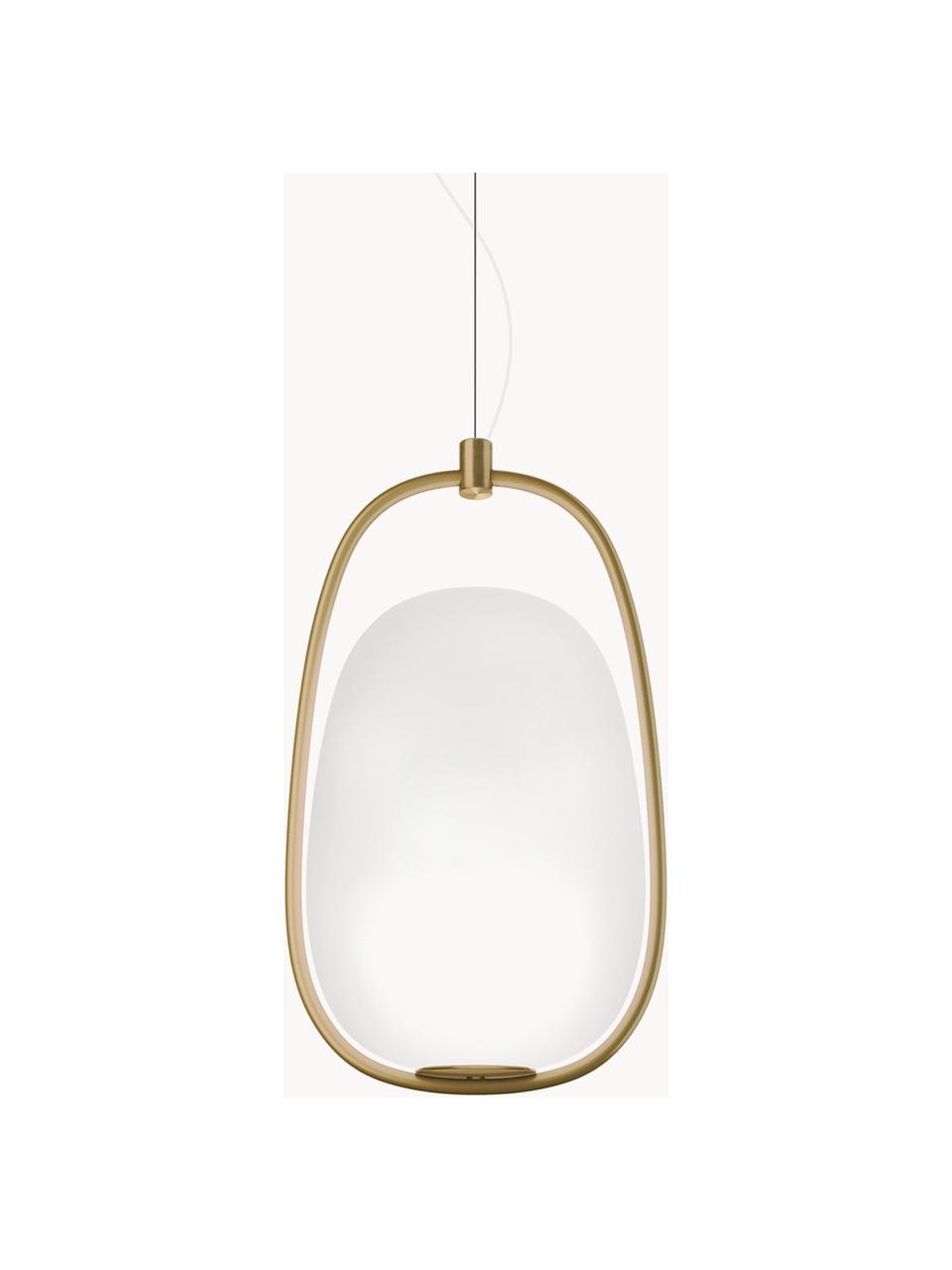 Lampada a sospensione in vetro soffiato con luce regolabile Lanna, Struttura: metallo rivestito, Paralume: vetro soffiato, Dorato, Ø 22 x Alt. 40 cm