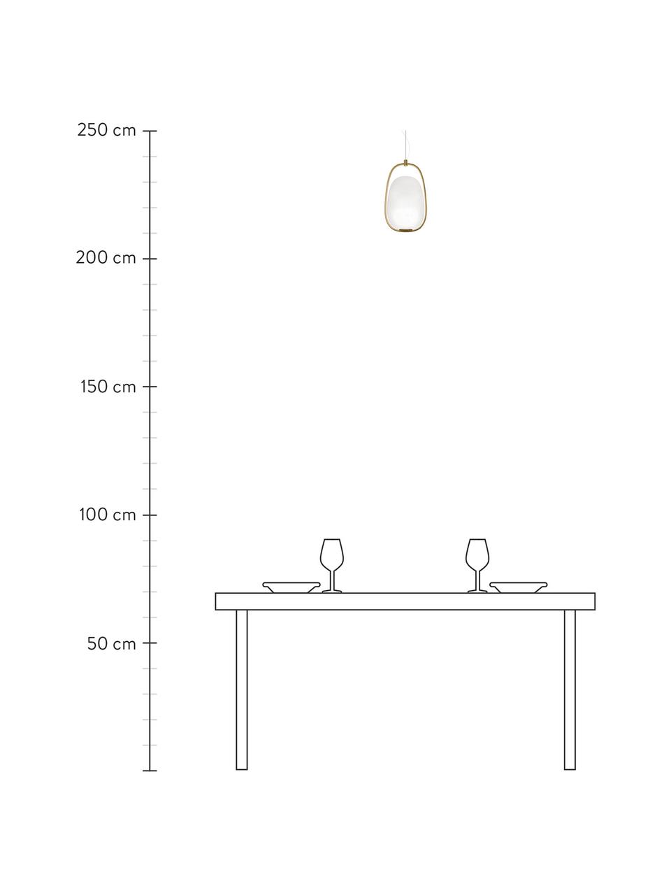 Lampada a sospensione in vetro soffiato con luce regolabile Lanna, Struttura: metallo rivestito, Paralume: vetro soffiato, Dorato, Ø 22 x Alt. 40 cm
