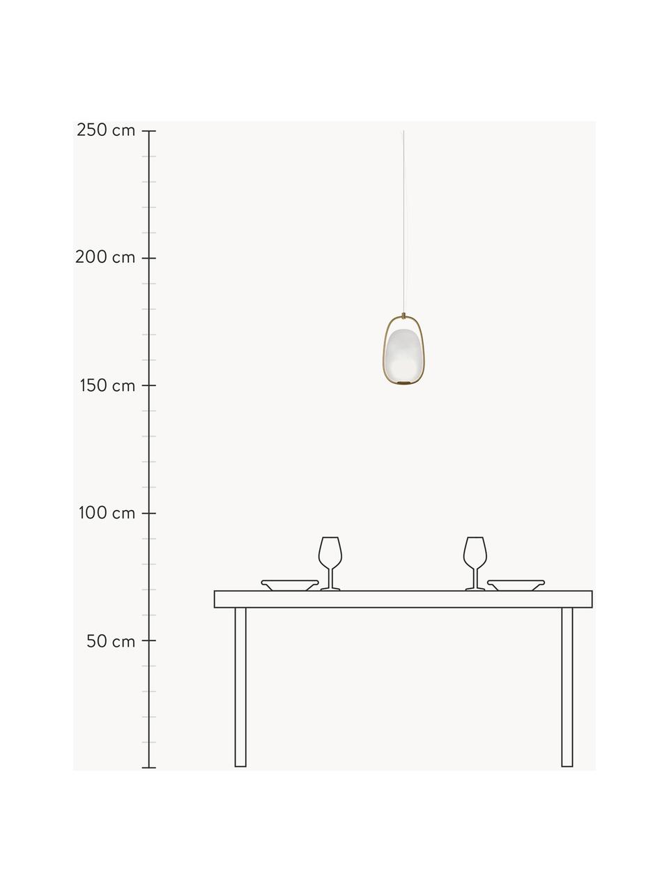 Lampada a sospensione in vetro soffiato con luce regolabile Lanna, Struttura: metallo rivestito, Paralume: vetro soffiato, Dorato, Ø 22 x Alt. 40 cm