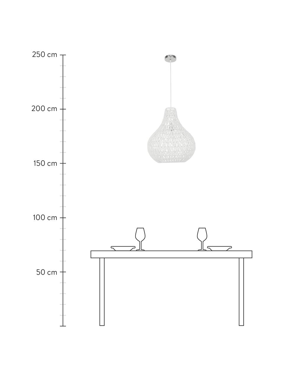 Hanglamp Cable Drop van stof, Lampenkap: textiel, Baldakijn: metaal, Wit, Ø 45  x H 51 cm