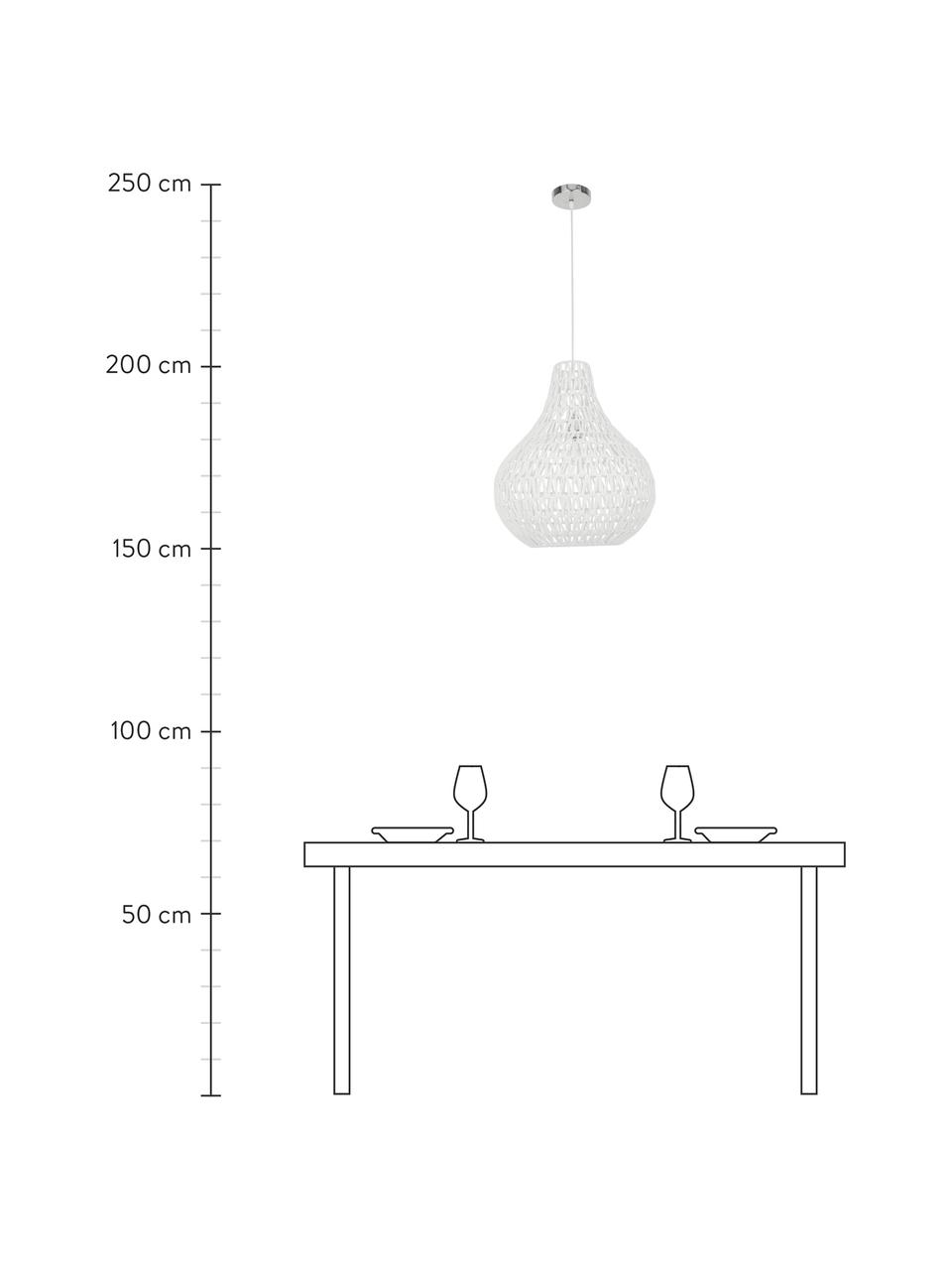 Pendelleuchte Cable Drop aus Stoff, Lampenschirm: Textil, Baldachin: Metall, Weiß, Ø 45 x H 51 cm