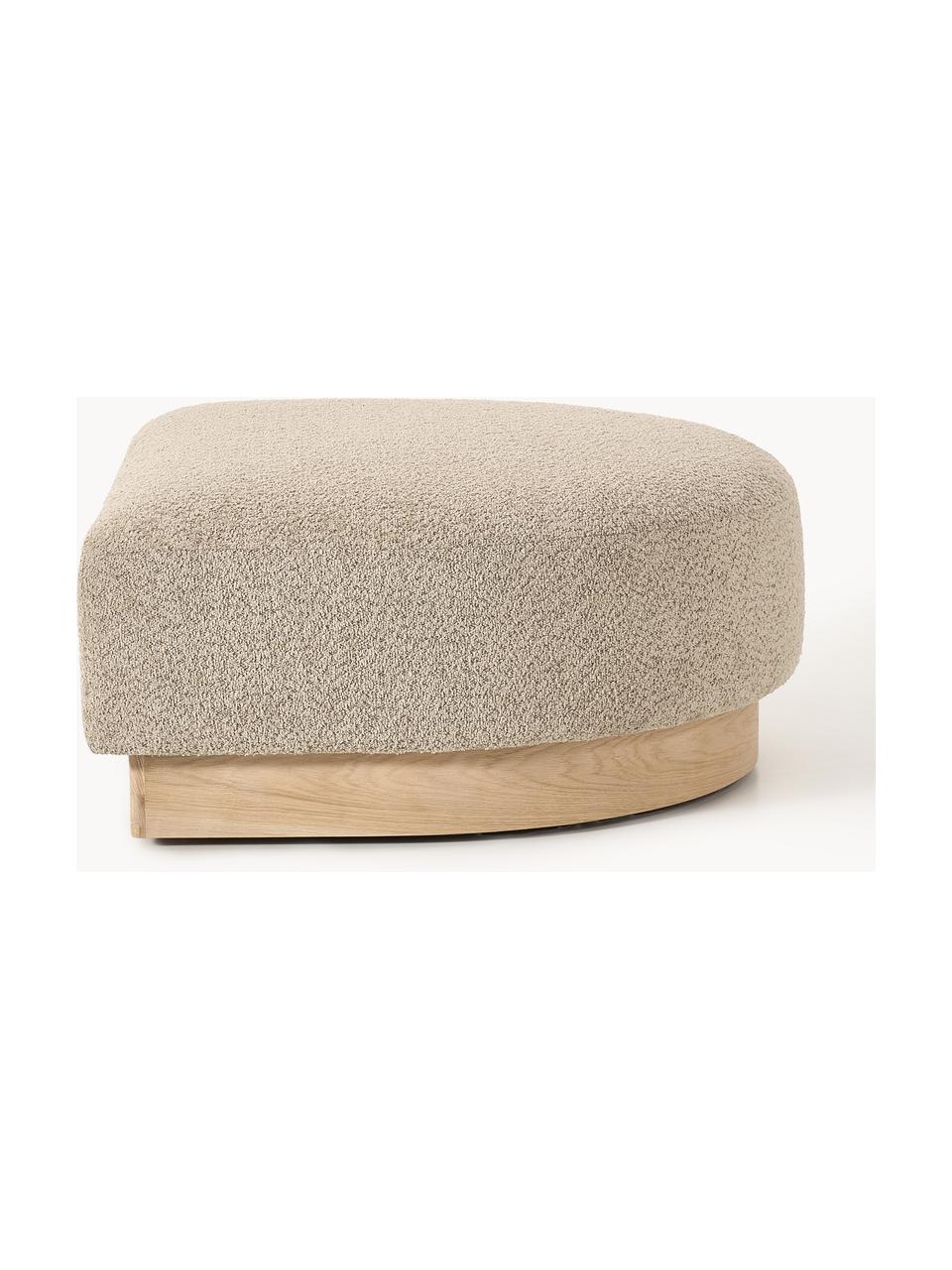 Pouf en peluche-bouclette Natalie, Peluche-bouclette beige, bois de hêtre clair, larg. 91 x haut. 45 cm