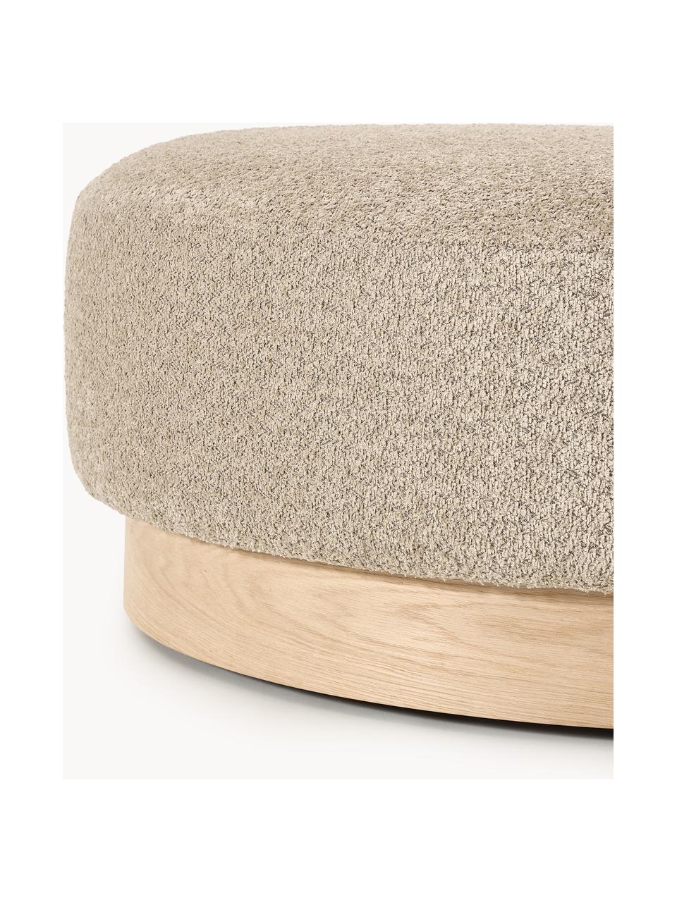 Sofa-Hocker Natalie aus Teddy-Bouclé, Bezug: Teddy-Bouclé (100 % Polye, Gestell: mitteldichte Holzfaserpla, Sockel: Massives Buchenholz, lack, Teddy-Bouclé Beige, helles Buchenholz, B 91 x T 107 cm