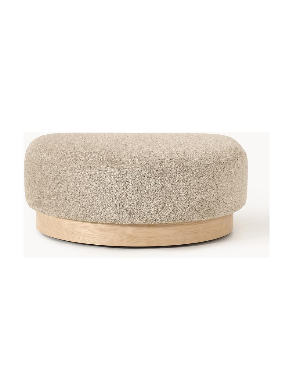 Sofa-Hocker Natalie aus Teddy-Bouclé, Bezug: Teddy-Bouclé (100 % Polye, Gestell: mitteldichte Holzfaserpla, Sockel: Massives Buchenholz, lack, Teddy-Bouclé Beige, helles Buchenholz, B 91 x T 107 cm