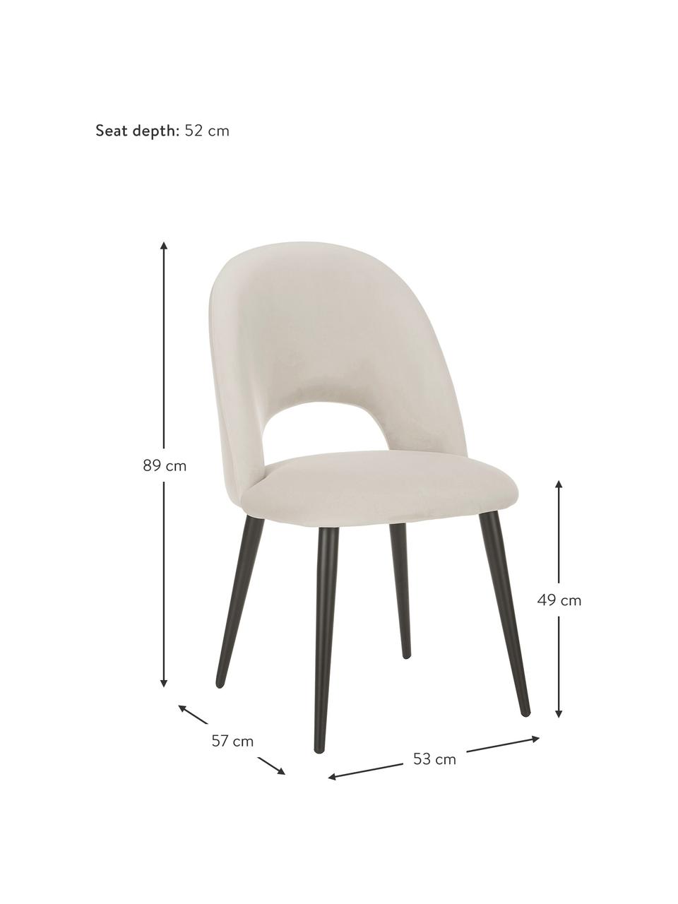Silla de terciopelo Rachel, Tapizado: terciopelo (100% poliéste, Patas: metal con pintura en polv, Terciopelo blanco crema, An 53 x F 57 cm