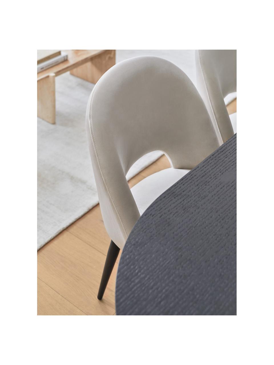 Krzesło tapicerowane z aksamitu Rachel, Tapicerka: aksamit (100% poliestr) D, Nogi: metal malowany proszkowo, Kremowobiały aksamit, S 53 x G 57 cm