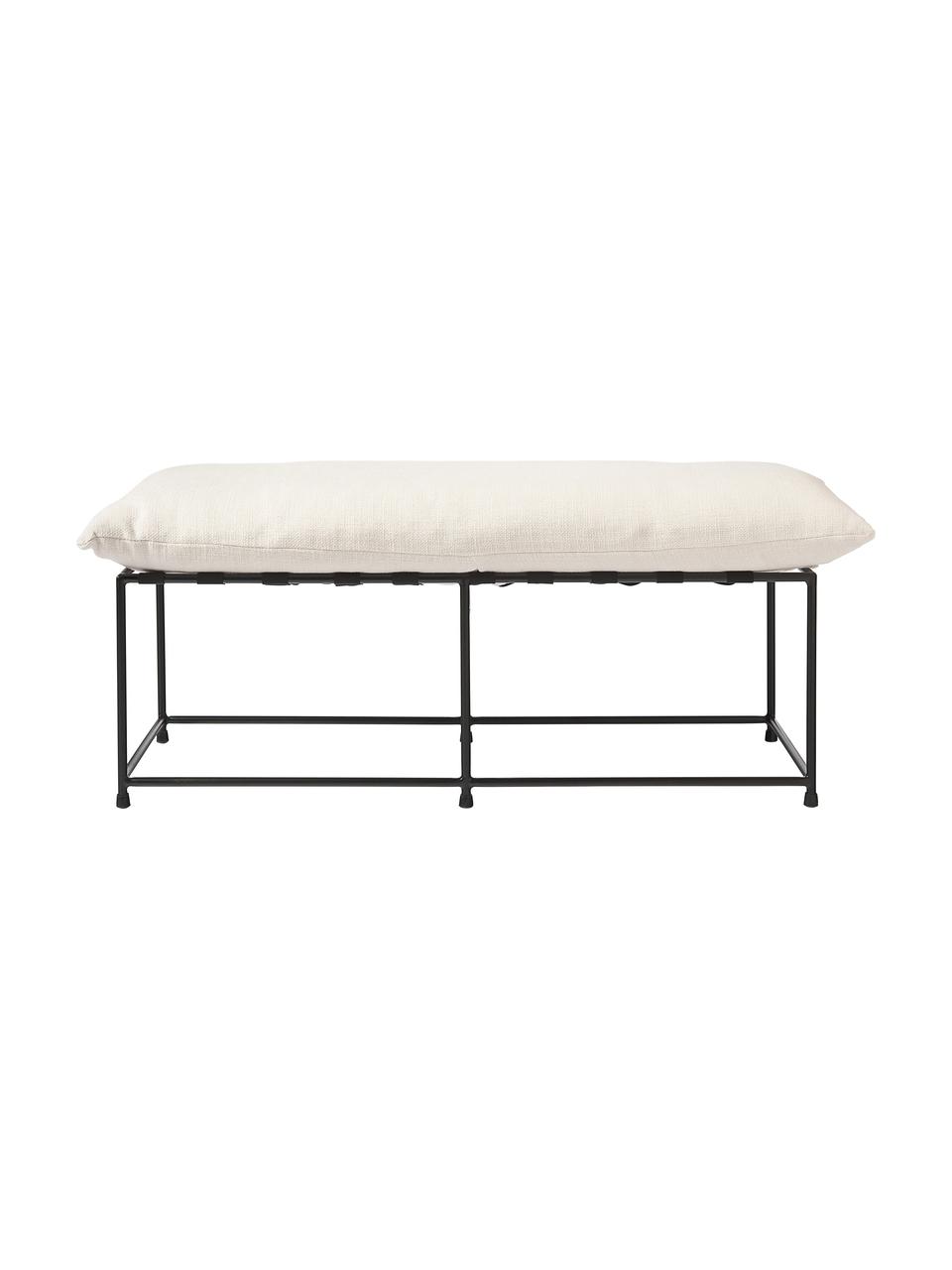 Ławka tapicerowana Wayne, Tapicerka: 97% poliester, 3% len Dzi, Stelaż: metal malowany proszkowo, Biała tkanina, S 116 x W 48 cm