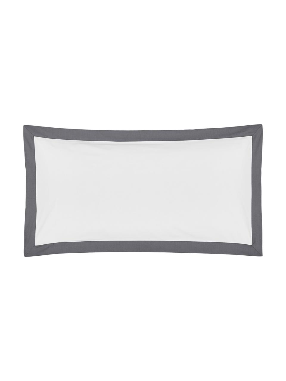 Baumwollperkal-Kopfkissenbezüge Joanna in Weiß mit grauem Stehsaum, 2 Stück, Webart: Perkal Fadendichte 200 TC, Weiß, Grau, B 40 x L 80 cm