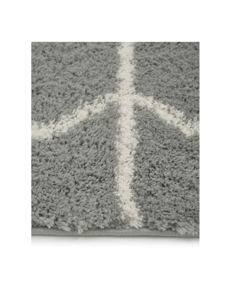 Alfombra de pelo largo Cera, Parte superior: 100% polipropileno, Reverso: 78% yute, 14% algodón, 8%, Gris, blanco crema, An 120 x L 180 cm (Tamaño S)