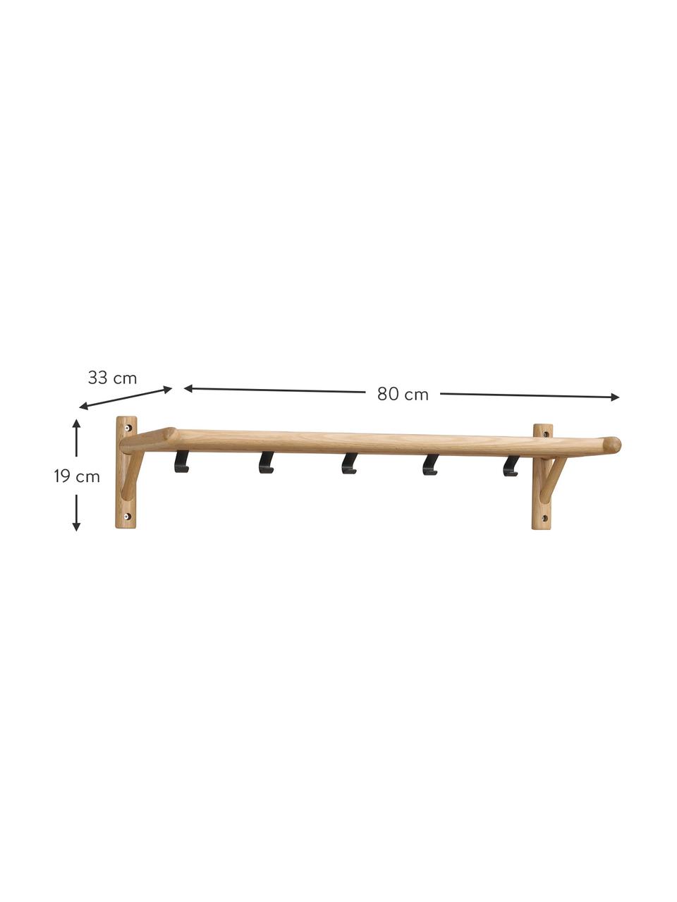 Porte-manteau bois de chêne Milford, Bois de chêne, noir, larg. 80 cm