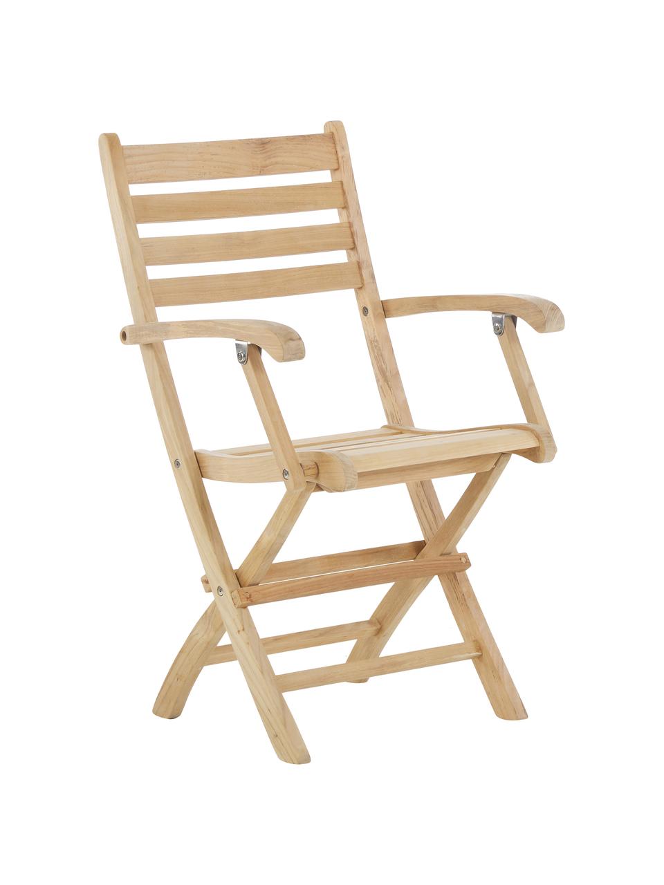 Silla con reposabrazos para exterior de madera York, Madera de teca lijada, Teca, An 51 x Al 86 cm