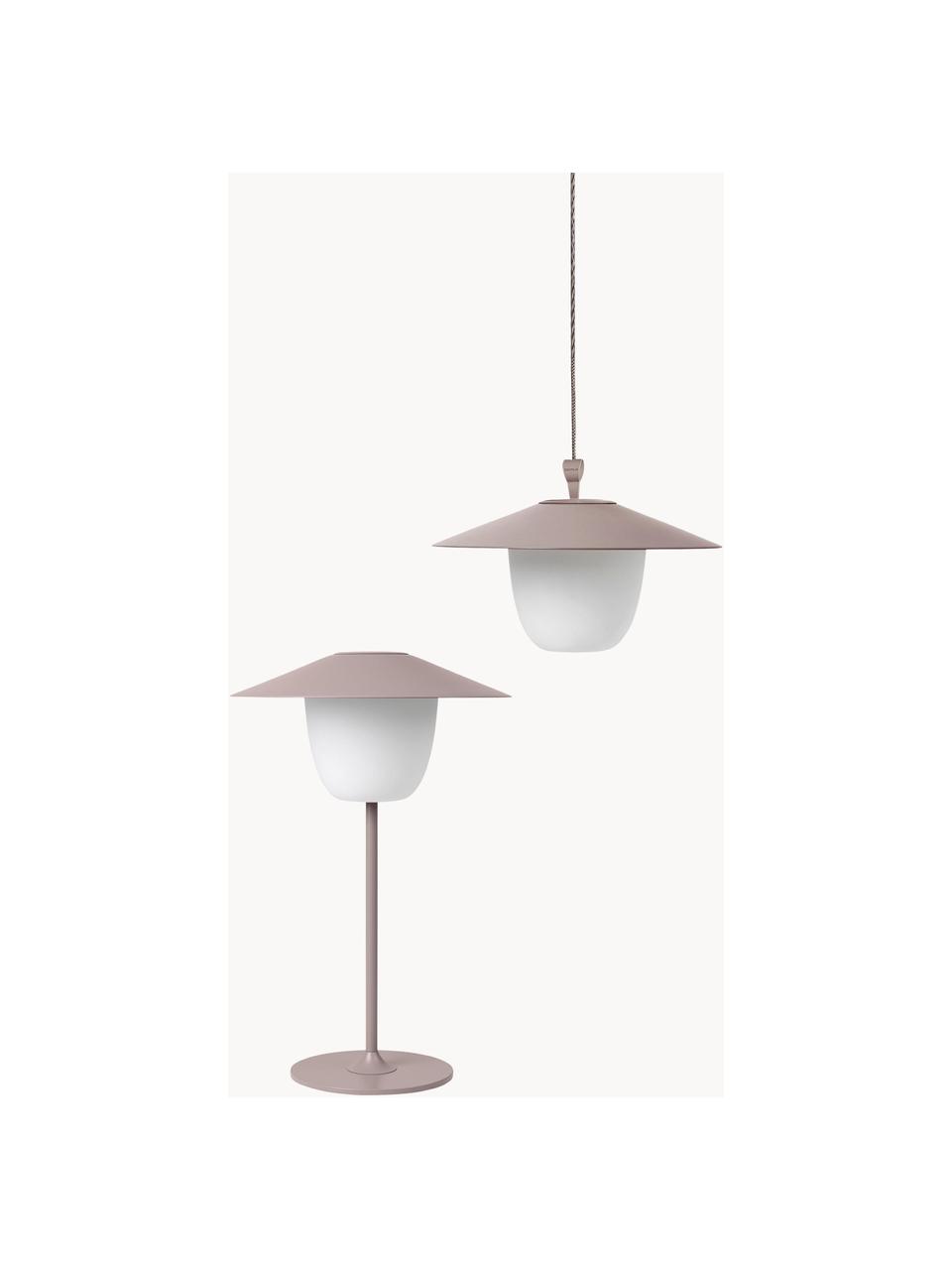 Mobiele dimbare LED outdoor lamp Ani om op te hangen of te zetten, Lampenkap: aluminium, Lampvoet: gecoat aluminium, Oudroze, wit, Ø 22 x H 33 cm