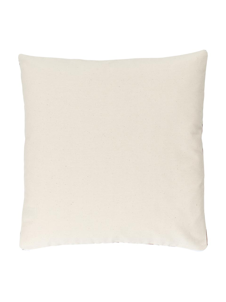 Housse de coussin 45x45 bohème terracotta Delilah, 100 % coton, Terre cuite, blanc crème, larg. 45 x long. 45 cm