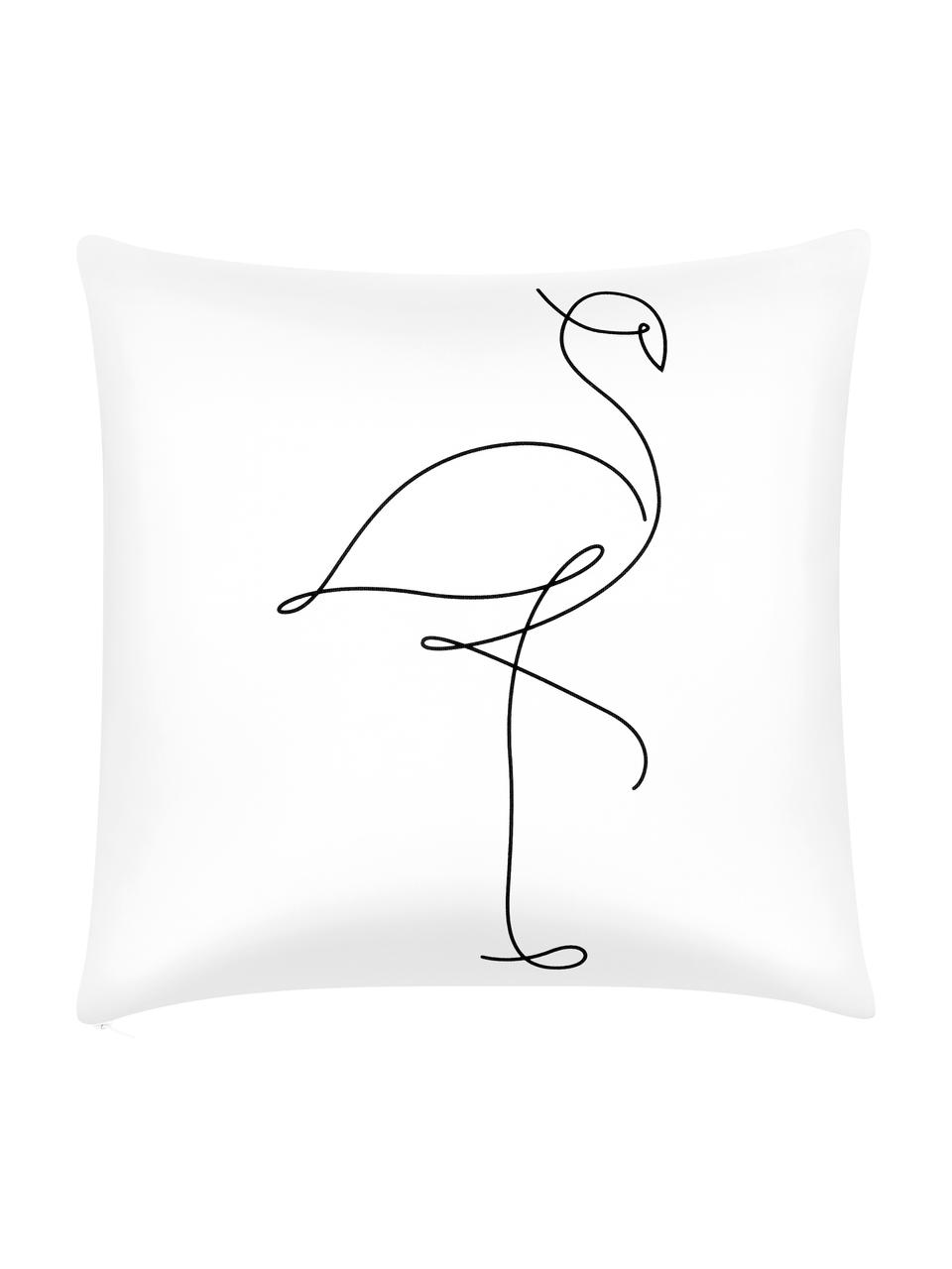 Housse de coussin 40x40 blanc Filomina, Blanc, noir