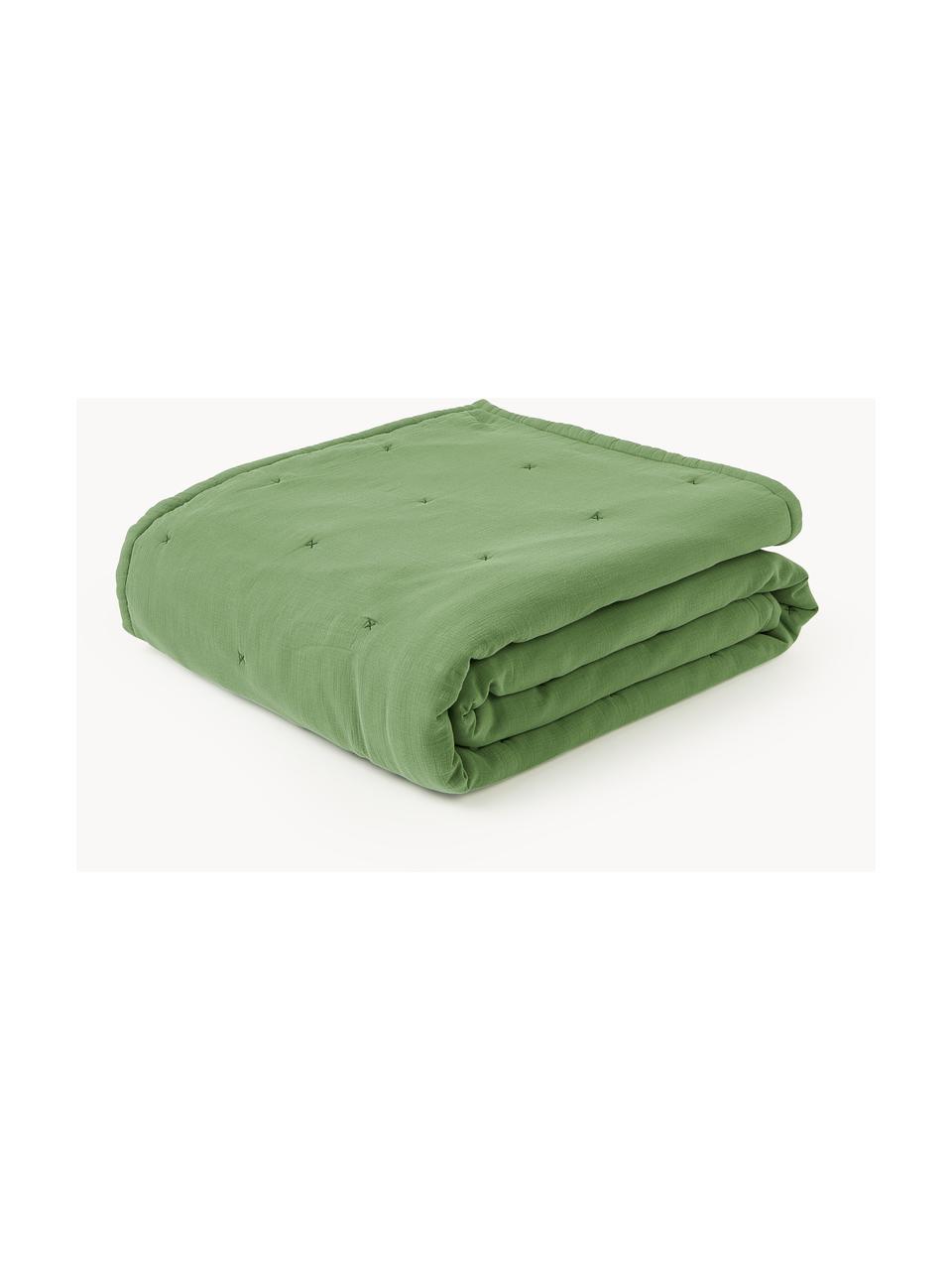 Gewatteerde bedsprei Lenore van katoen, Bekleding: 100% katoen, Groen, B 230 x L 250 cm (voor bedden tot 180 x 200 cm)