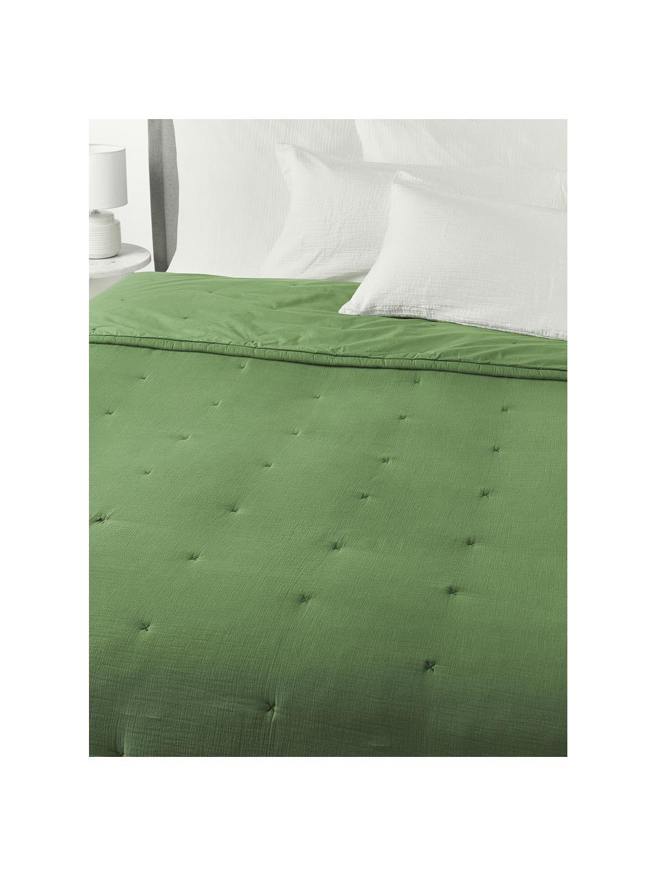 Gewatteerde bedsprei Lenore van katoen, Bekleding: 100% katoen, Groen, B 230 x L 250 cm (voor bedden tot 180 x 200 cm)