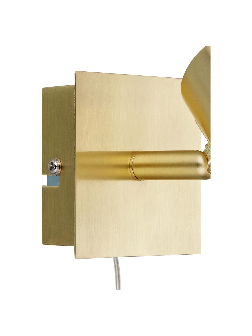 Kleine verstelbare wandspot Hyssna met stekker, Lampenkap: vermessingd metaal, Messingkleurig, D 15 x H 9 cm