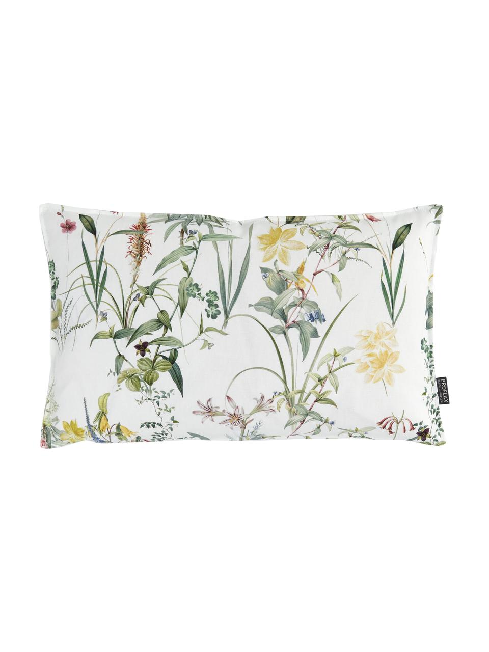 Kussenhoes Anjuli met bloemenprint, 100% katoen, Wit, multicolour, B 30 x L 50 cm