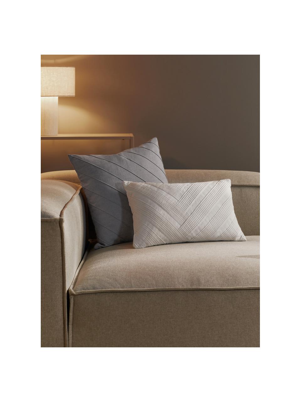 Housse de coussin 45x45 en lin Malia, 51 % lin, 49 % coton, Gris clair, larg. 45 x long. 45 cm