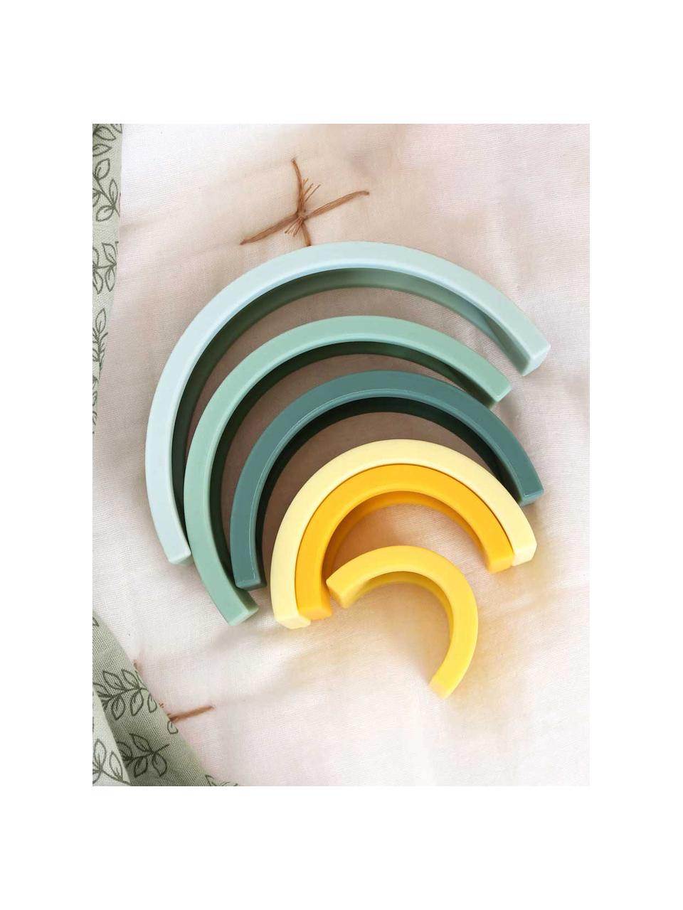 Stapelspielzeug Rainbow, Silikon, Grün- und Gelbtöne, B 15 x H 7 cm