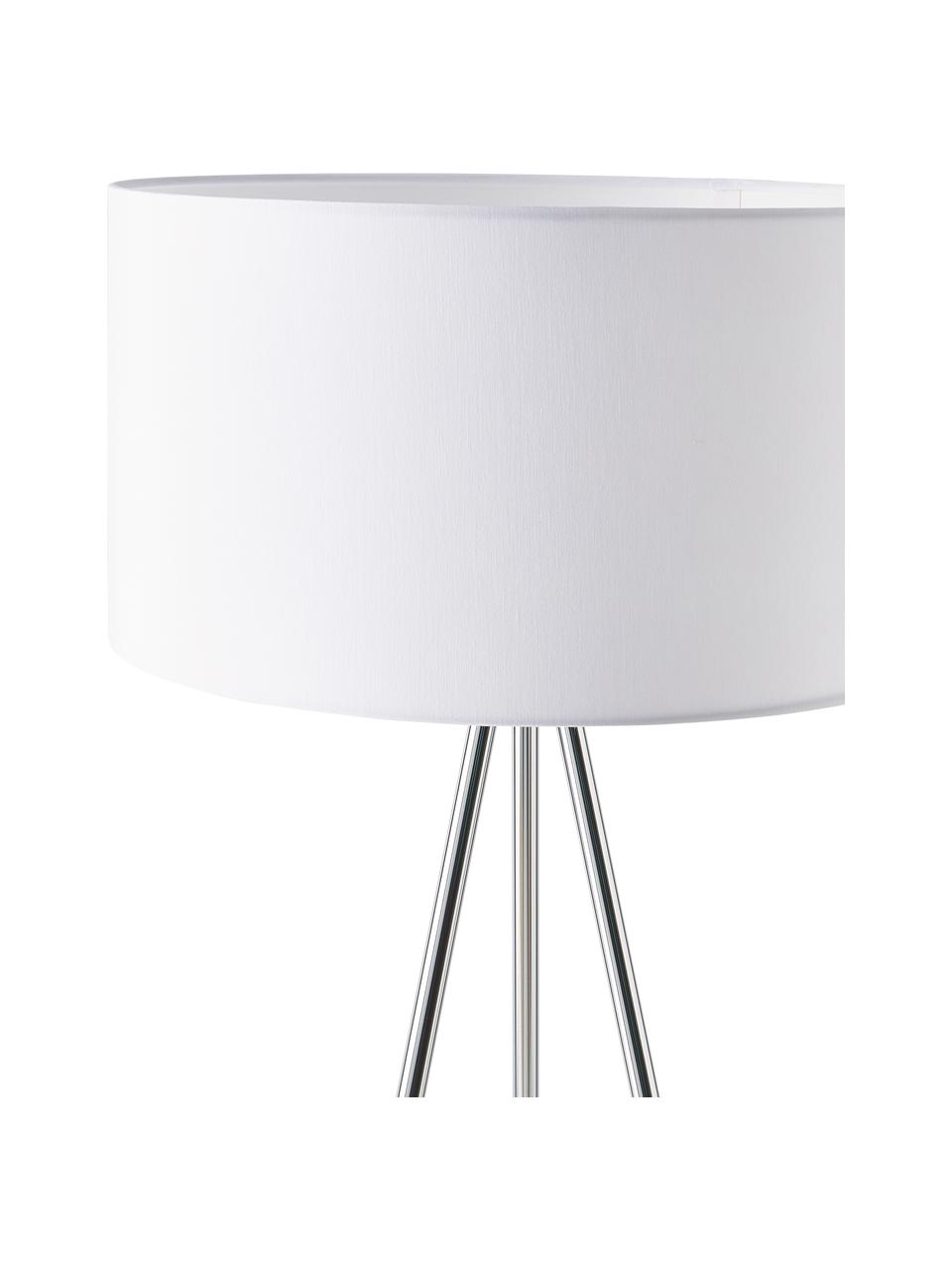 Lampa podłogowa trójnóg z kloszem z tkaniny Cella, Srebrny, biały, Ø 45 x W 147 cm