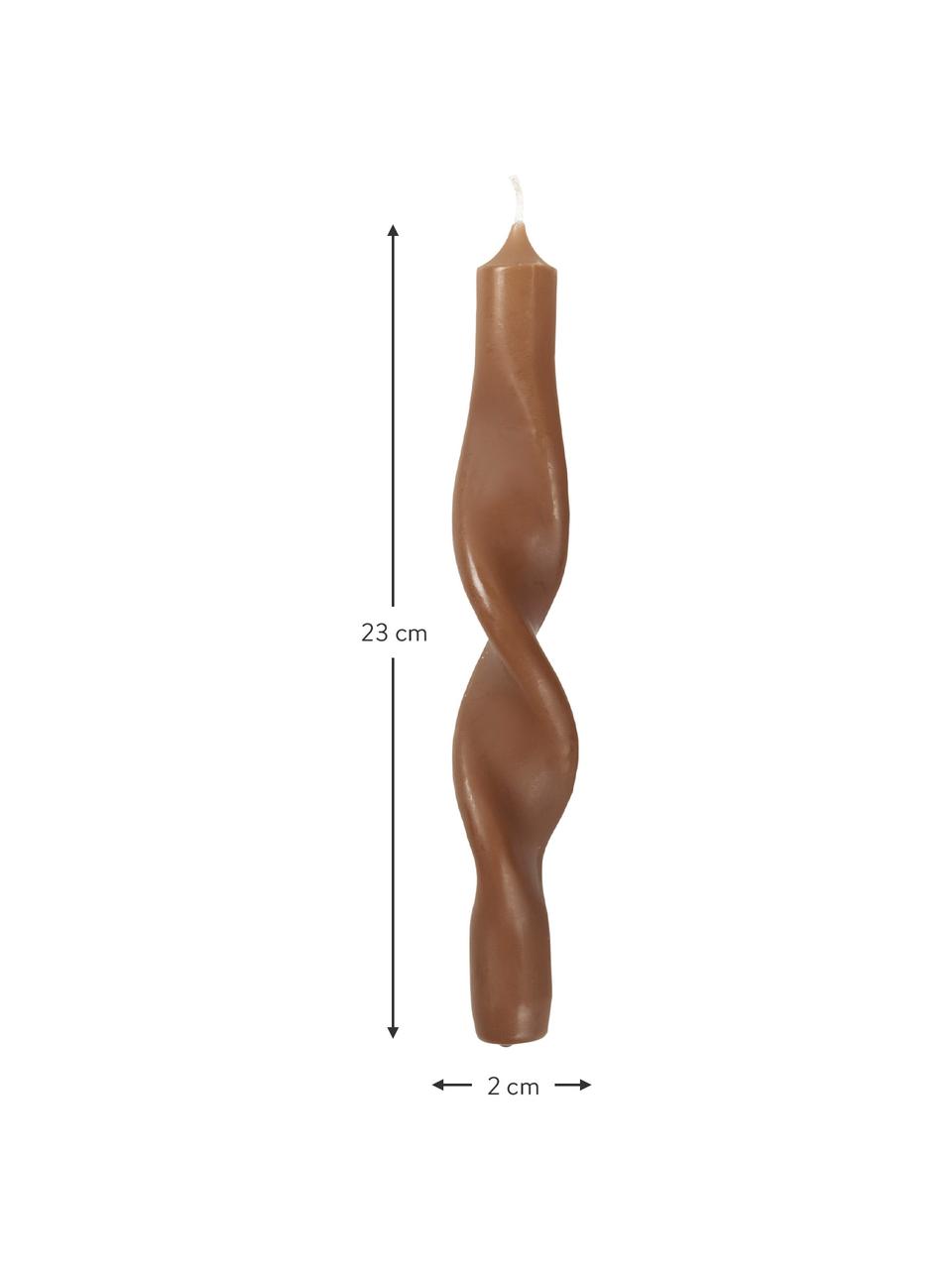 Chandelle Twist, 2 pièces, Cire, Brun, Ø 2 x haut. 23 cm