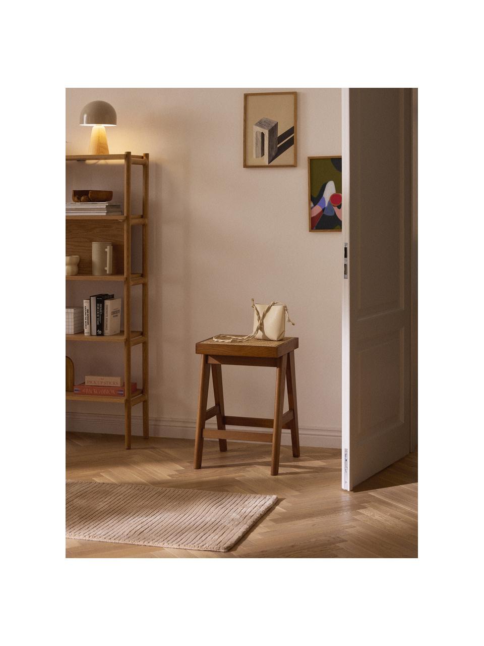 Tabouret de bar en cannage Sissi, Chêne foncé, cannage beige clair, larg. 46 x haut. 65 cm