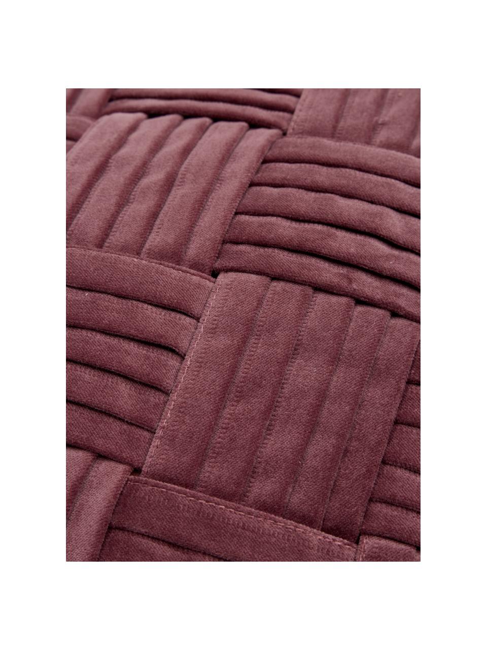 Sametový povlak na polštář se strukturálním vzorem Sina, Samet (100 % bavlna), Vínová, Š 45 cm, D 45 cm