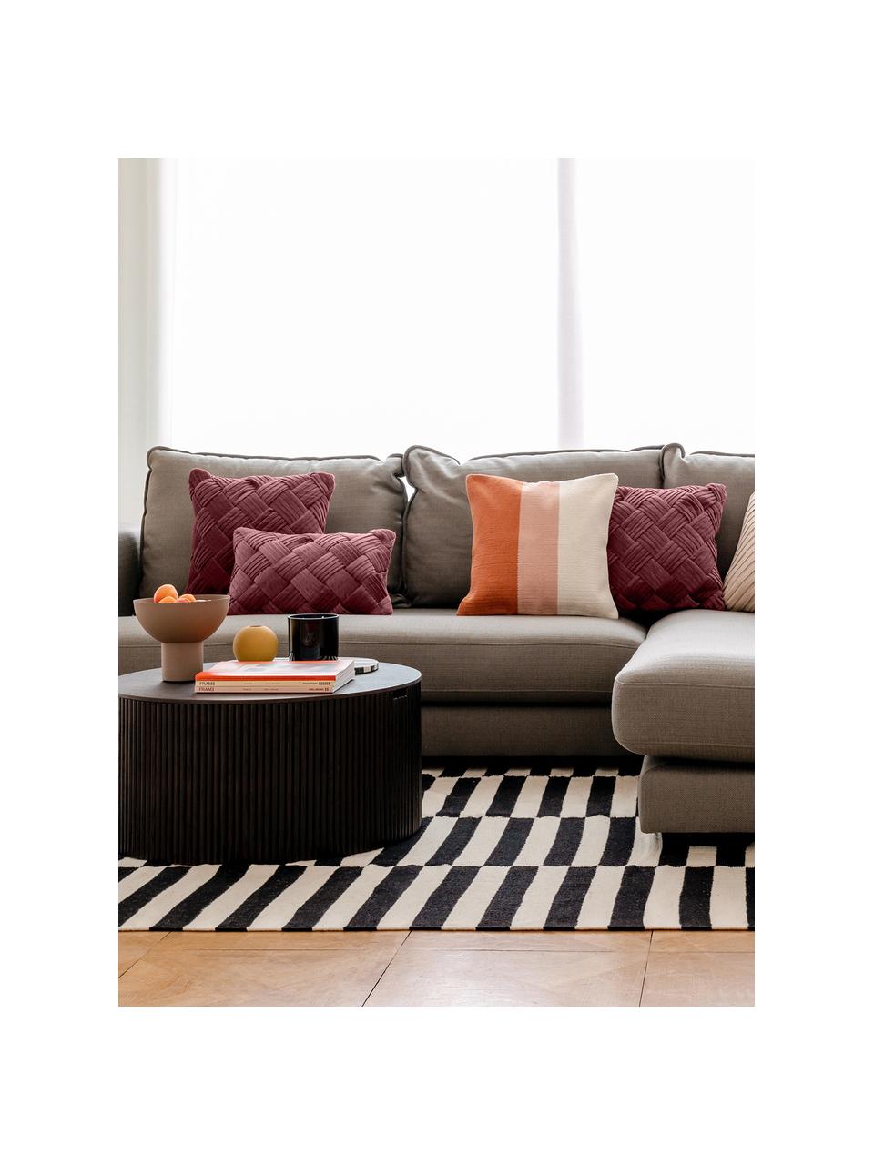 Housse de coussin 45x45 velours rouge texturé Sina, Velours (100 % coton), Lie de vin, larg. 45 x long. 45 cm