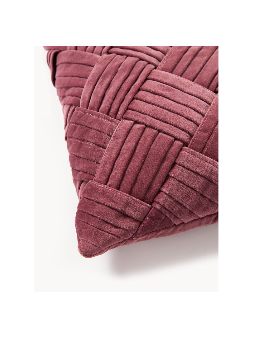 Poszewka na poduszkę z aksamitu Sina, Aksamit (100% bawełna), Bordowy, S 45 x D 45 cm