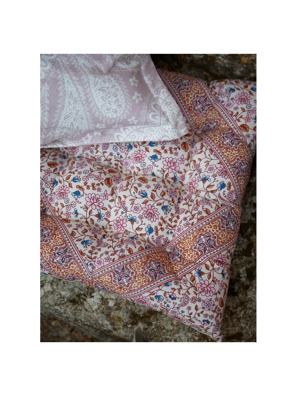 Katoenen zitkussen Lilou met paisley patroon in oudroze, Roze, B 40 x L 40 cm