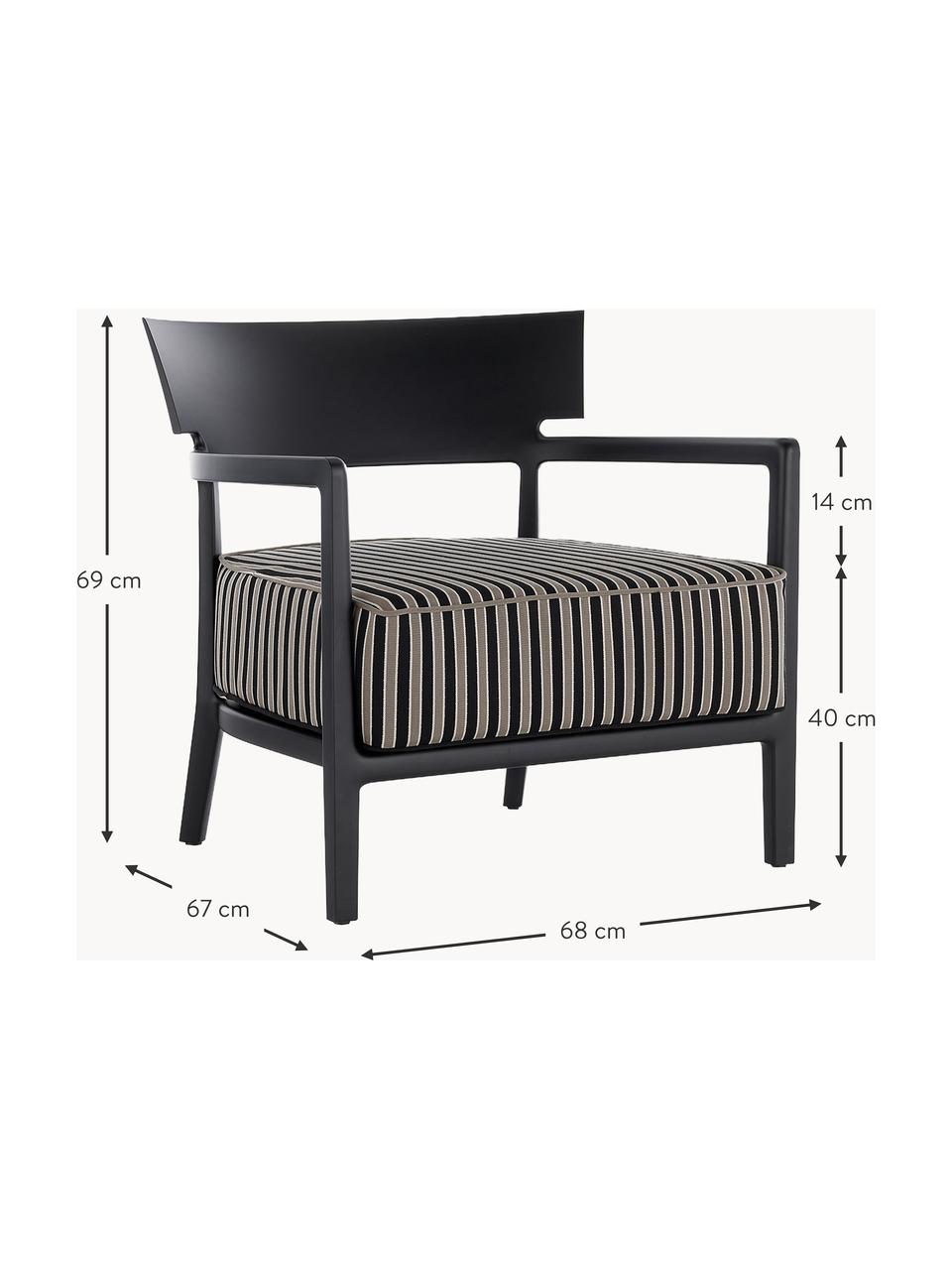 Sillón para exterior Cara, Tapizado: tejido Alta resistencia a, Estructura: policarbonato pintado, Tejido greige, negro, An 68 x F 67 cm