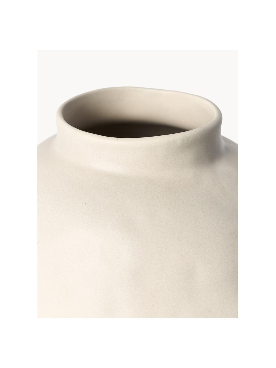 Handgefertigte Design-Vase Saki aus Keramik, H 32 cm, Keramik, Hellbeige, Ø 25 x H 32 cm