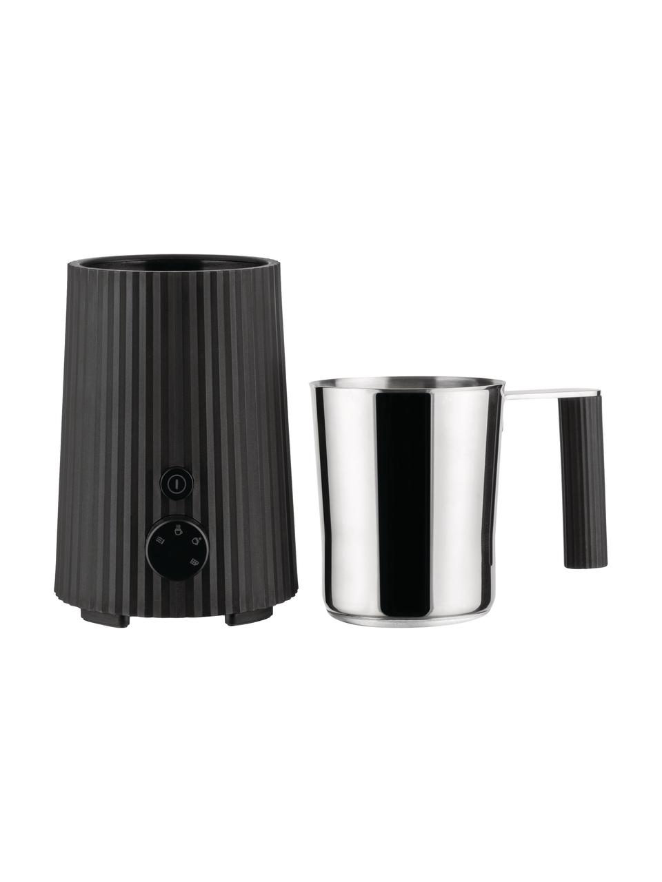 Pěnič mléka Plissé, Termoplastická pryskyřice, nerezová ocel 18/10, Černá, Š 17 cm, V 23 cm