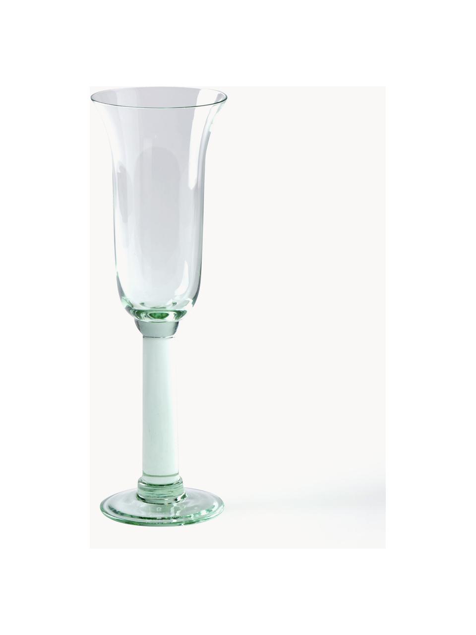 Kieliszek do szampana ze szkła dmuchanego Corsica, 6 szt., Szkło, Jasny zielony, transparentny, Ø 7 x W 24 cm, 220 ml