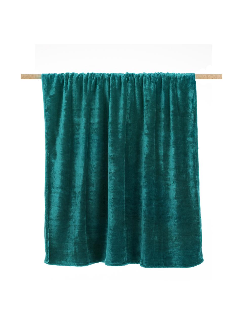 Plaid cocooning turquoise Doudou, 100 % polyester, Vert, larg. 125 x long. 160 cm