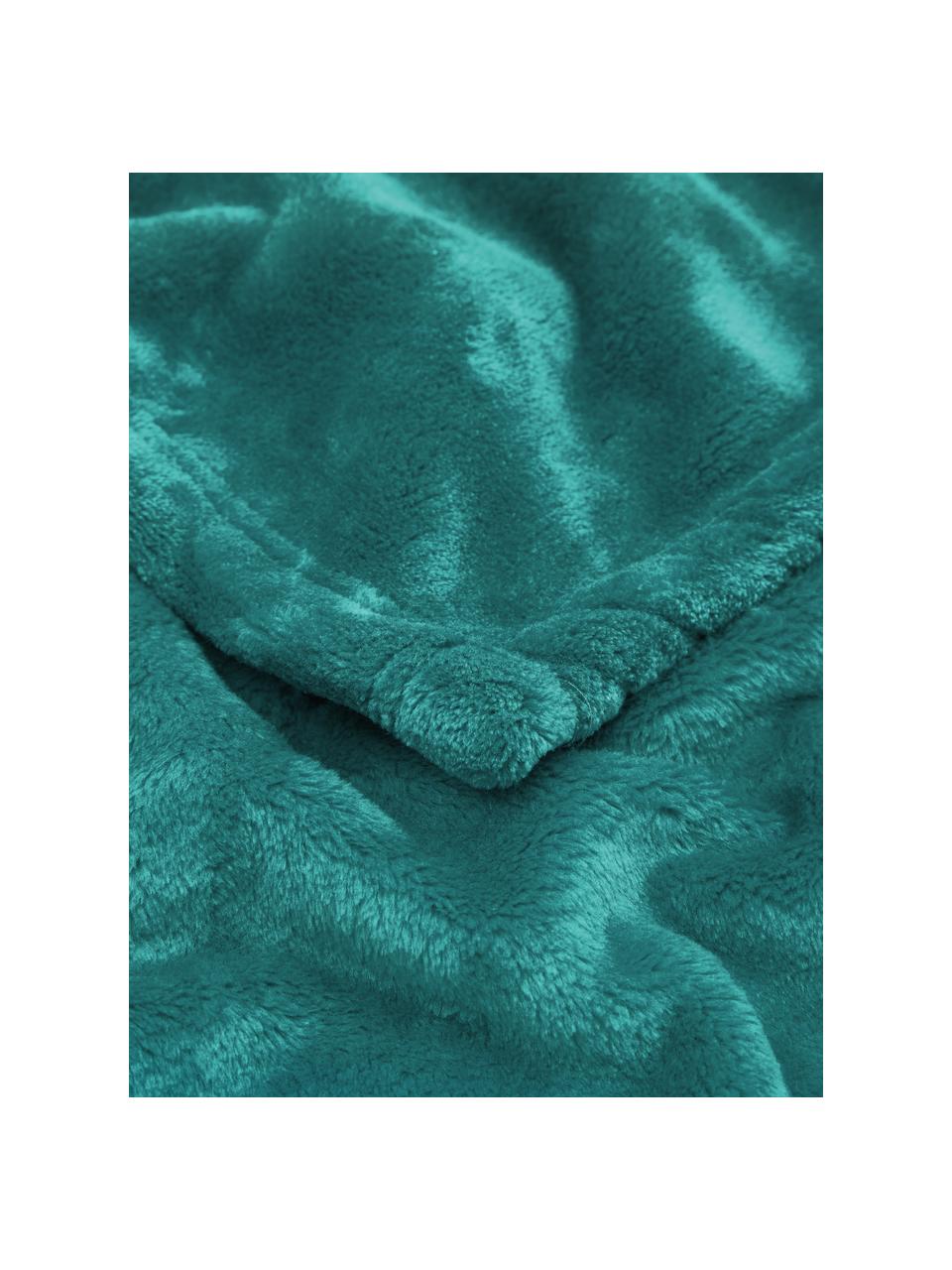 Coperta soffice color turchese Doudou, 100% poliestere, Turchese, Larg. 130 x Lung. 160 cm