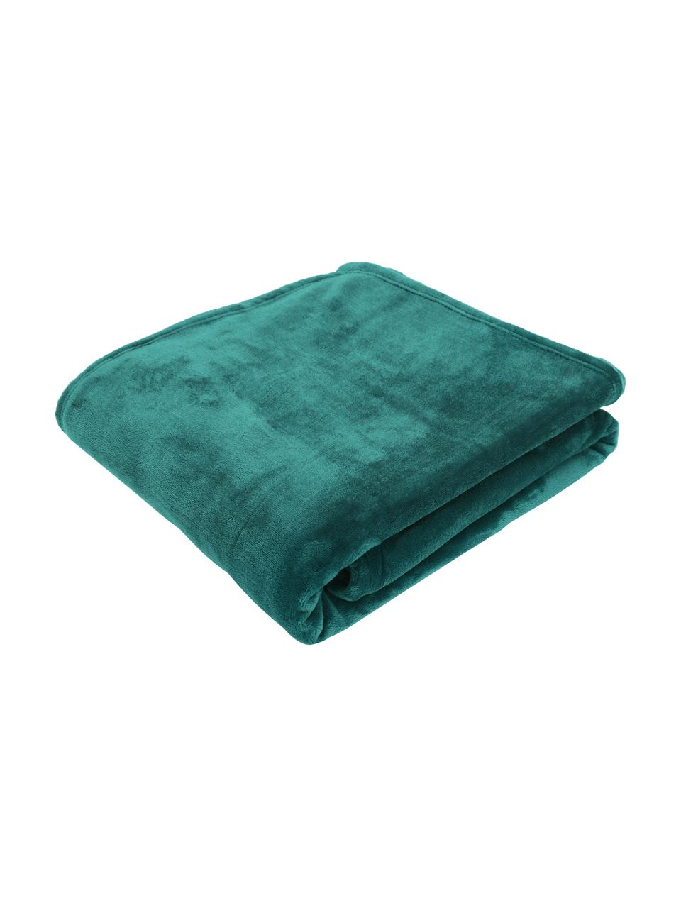 Coperta soffice color turchese Doudou, 100% poliestere, Turchese, Larg. 130 x Lung. 160 cm