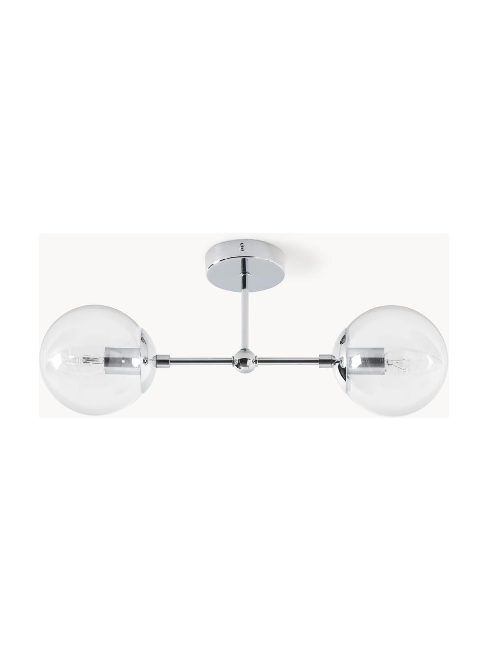 Plafondlamp Silvan, Lamp: vermessingd metaal, Transparant, chroomkleurig, D 21 x H 50 cm